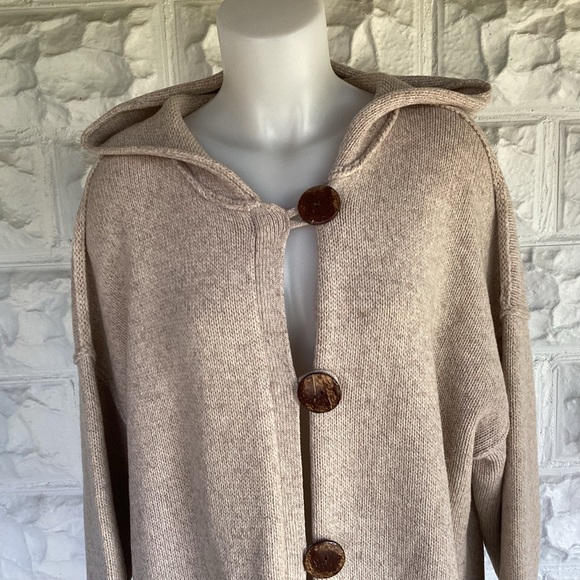 CHICO’S 100% LAMBSWOOL HOODED CARDIGAN SIZE 3 / XL - Picture 2 of 12